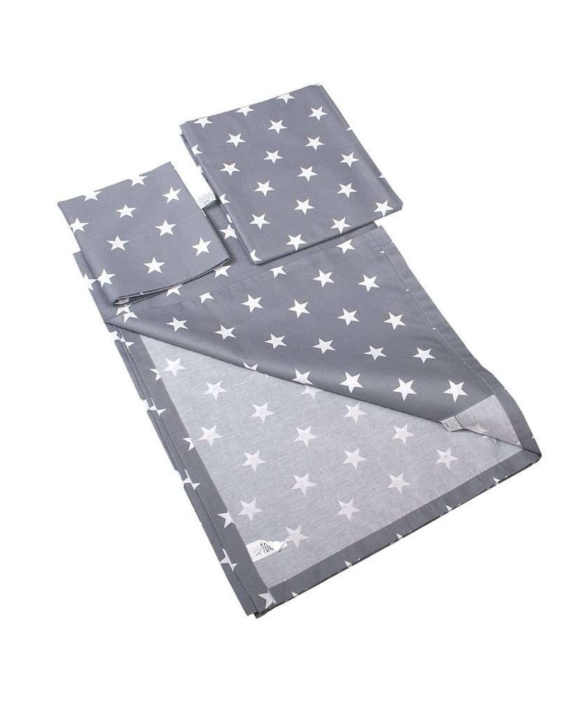 Σεντόνια Κούνιας Με Σχέδιο Λευκά Αστέρια Σε Γκρι Χρώμα