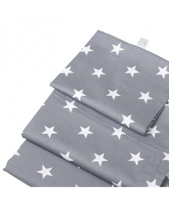 Σεντόνια Κούνιας Με Σχέδιο Λευκά Αστέρια Σε Γκρι Χρώμα