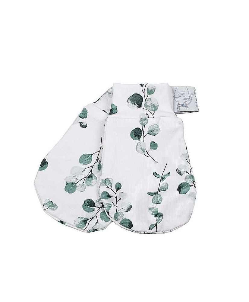 Γαντάκια Για Νεογέννητο Με Σχέδιο  Flowers Dusty Green